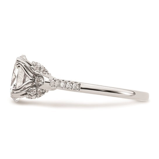 14k White Gold (Holds 1.5 carat (9.2x6.9mm) Oval Center) 1/5 carat Diamond Semi-Mount Engagement Ring