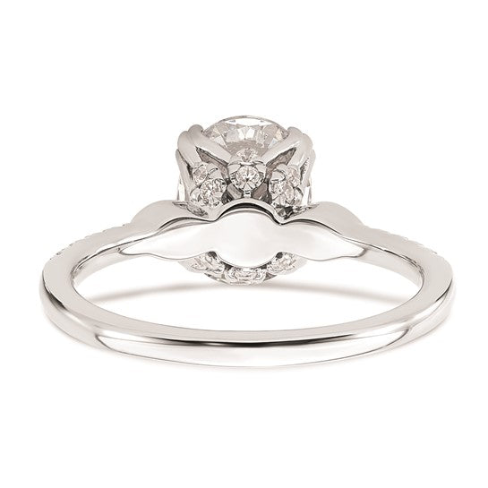 14k White Gold (Holds 1.5 carat (9.2x6.9mm) Oval Center) 1/5 carat Diamond Semi-Mount Engagement Ring