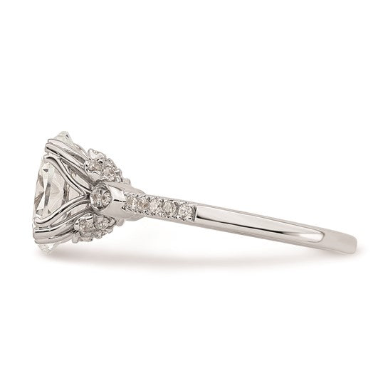 14k White Gold (Holds 2 carat (10x7.5mm) Oval Center) 1/4 carat Diamond Semi-Mount Engagement Ring