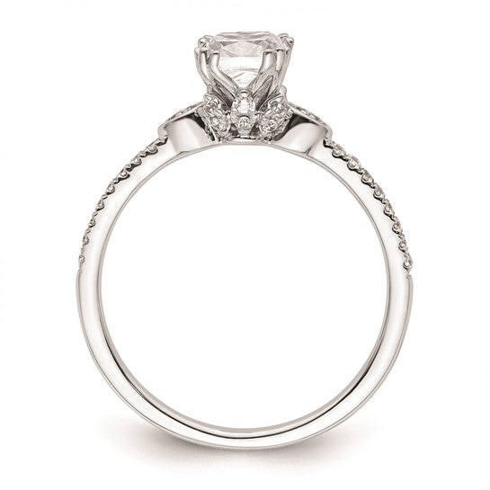14k White Gold (Holds 3/4 carat (5.4mm) Cushion Center) 1/6 carat Diamond Semi-Mount Engagement Ring