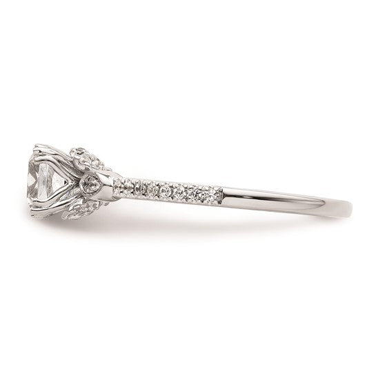 14k White Gold (Holds 3/4 carat (5.4mm) Cushion Center) 1/6 carat Diamond Semi-Mount Engagement Ring