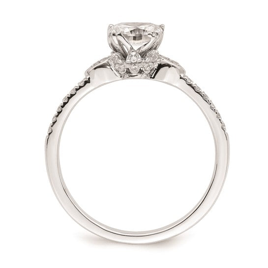 14k White Gold (Holds 1 carat (6.00mm) Cushion Center) 1/6 carat Diamond Semi-Mount Engagement Ring