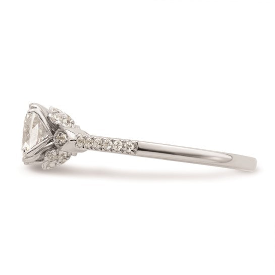 14k White Gold (Holds 1 carat (6.00mm) Cushion Center) 1/6 carat Diamond Semi-Mount Engagement Ring