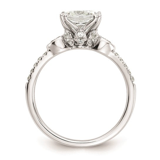 14k White Gold (Holds 2 carat (7.6mm) Cushion Center) 1/4 carat Diamond Semi-Mount Engagement Ring