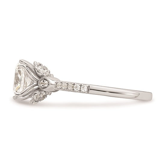 14k White Gold (Holds 2 carat (7.6mm) Cushion Center) 1/4 carat Diamond Semi-Mount Engagement Ring