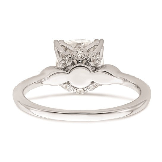 14k White Gold (Holds 2 carat (7.6mm) Cushion Center) 1/4 carat Diamond Semi-Mount Engagement Ring