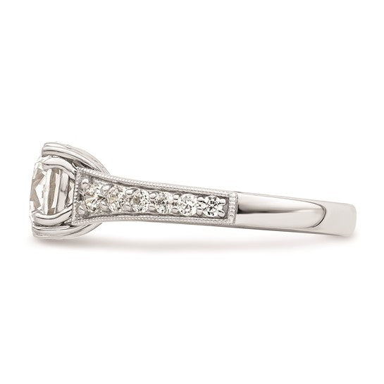 14k White Gold (Holds 2 carat (8.2mm) Round Center) 3/8 carat Diamond Semi-Mount Engagement Ring