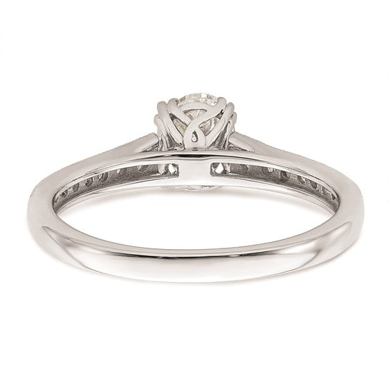 14k White Gold (Holds 1/2 carat (6.4x4.9mm) Oval Center) 1/6 carat Diamond Semi-Mount Engagement Ring