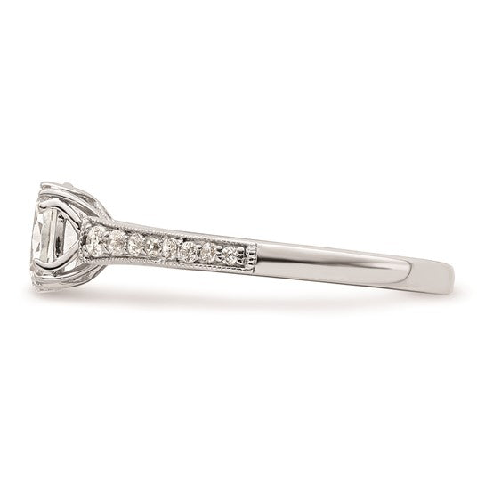 14k White Gold (Holds 3/4 carat (7.1x5.4mm) Oval Center) 1/6 carat Diamond Semi-Mount Engagement Ring