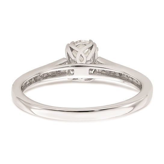 14k White Gold (Holds 3/4 carat (7.1x5.4mm) Oval Center) 1/6 carat Diamond Semi-Mount Engagement Ring