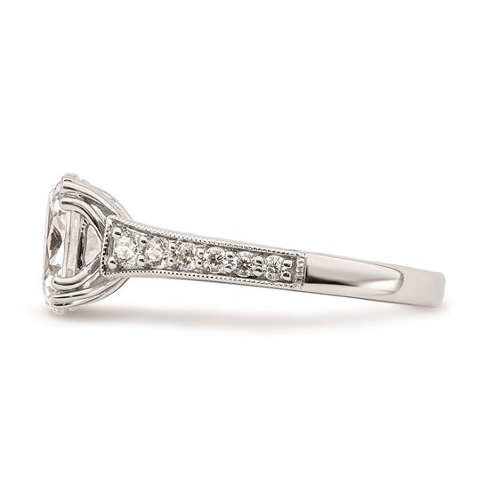 14k White Gold (Holds 1.5 carat (9.2x6.9mm) Oval Center) 1/3 carat Diamond Semi-Mount Engagement Ring