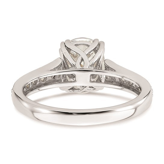 14k White Gold (Holds 1.5 carat (9.2x6.9mm) Oval Center) 1/3 carat Diamond Semi-Mount Engagement Ring