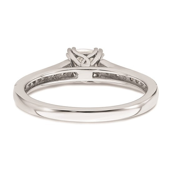 14k White Gold (Holds 1/2 carat (4.9mm) Cushion Center) 1/6 carat Diamond Semi-Mount Engagement Ring