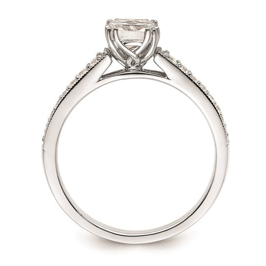 14k White Gold (Holds 3/4 carat (5.4mm) Cushion Center) 1/6 carat Diamond Semi-Mount Engagement Ring