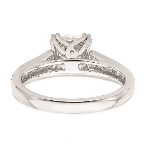14k White Gold (Holds 1.5 carat (7.00mm) Cushion Center) 1/3 carat Diamond Semi-Mount Engagement Ring