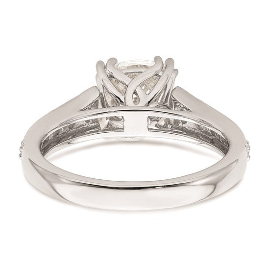 14k White Gold (Holds 2 carat (7.6mm) Cushion Center) 3/8 carat Diamond Semi-Mount Engagement Ring