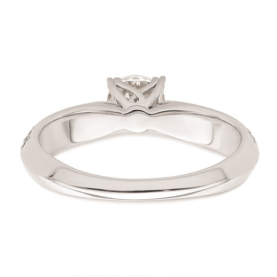 14k White Gold (Holds 1/2 carat (5.2mm) Round Center) 1/5 carat Diamond Semi-Mount Engagement Ring