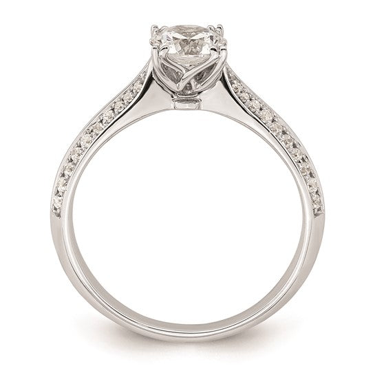 14k White Gold (Holds 3/4 carat (5.8mm) Round Center) 1/5 carat Diamond Semi-Mount Engagement Ring
