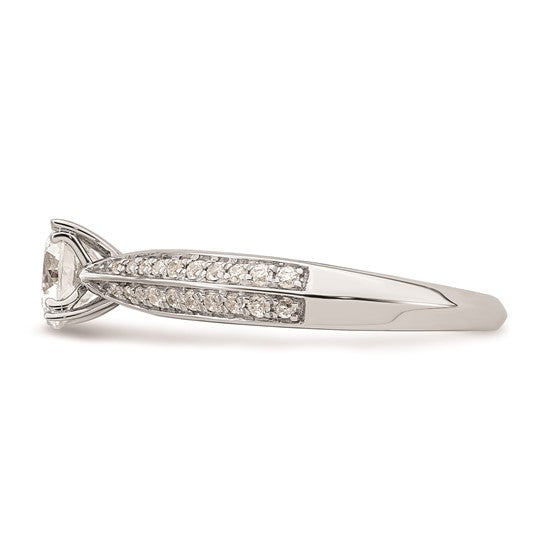 14k White Gold (Holds 3/4 carat (5.8mm) Round Center) 1/5 carat Diamond Semi-Mount Engagement Ring