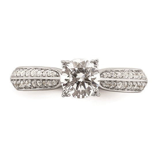 14k White Gold (Holds 3/4 carat (5.8mm) Round Center) 1/5 carat Diamond Semi-Mount Engagement Ring