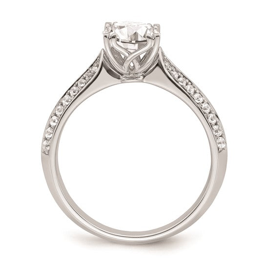 14k White Gold (Holds 1 carat (6.5mm) Round Center) 1/4 carat Diamond Semi-Mount Engagement Ring