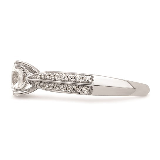 14k White Gold (Holds 1 carat (6.5mm) Round Center) 1/4 carat Diamond Semi-Mount Engagement Ring