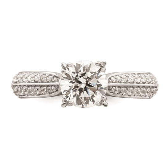 14k White Gold (Holds 1 carat (6.5mm) Round Center) 1/4 carat Diamond Semi-Mount Engagement Ring