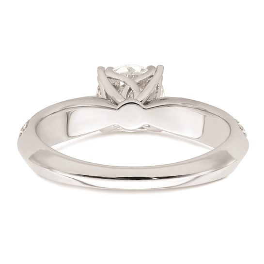 14k White Gold (Holds 1 carat (6.5mm) Round Center) 1/4 carat Diamond Semi-Mount Engagement Ring