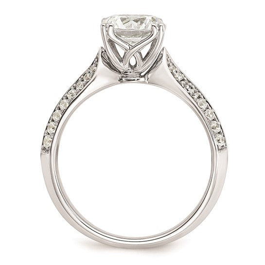 14k White Gold (Holds 1.5 carat (7.5mm) Round Center) 1/4 carat Diamond Semi-Mount Engagement Ring