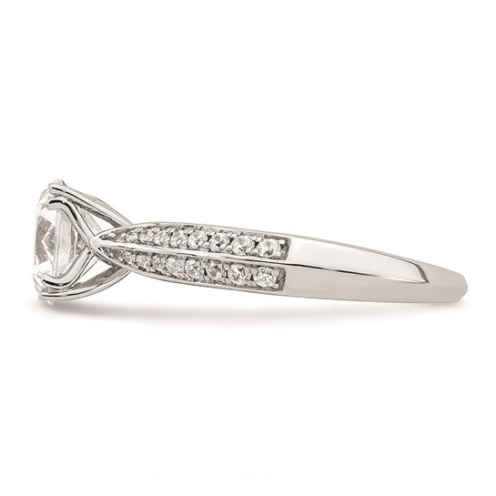 14k White Gold (Holds 1.5 carat (7.5mm) Round Center) 1/4 carat Diamond Semi-Mount Engagement Ring