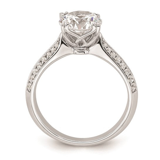14k White Gold (Holds 2 carat (8.2mm) Round Center) 1/4 carat Diamond Semi-Mount Engagement Ring