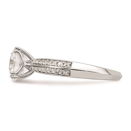 14k White Gold (Holds 2 carat (8.2mm) Round Center) 1/4 carat Diamond Semi-Mount Engagement Ring