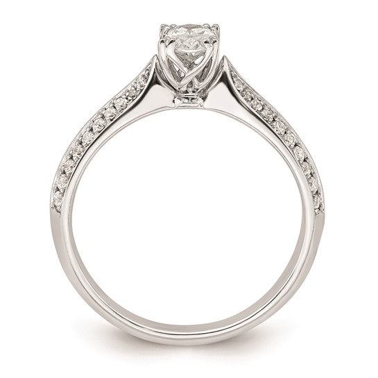 14k White Gold (Holds 1/2 carat (6.4x4.9mm) Oval Center) 1/5 carat Diamond Semi-Mount Engagement Ring