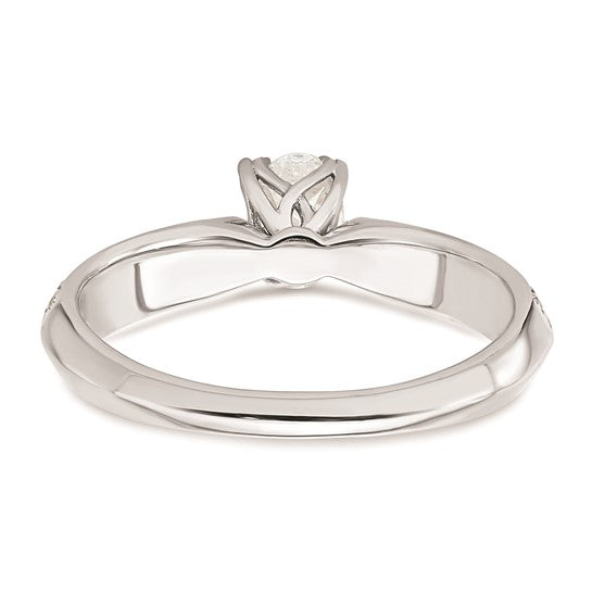 14k White Gold (Holds 1/2 carat (6.4x4.9mm) Oval Center) 1/5 carat Diamond Semi-Mount Engagement Ring