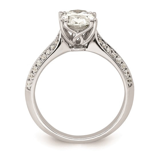 14k White Gold (Holds 1.5 carat (9.2x6.9mm) Oval Center) 1/4 carat Diamond Semi-Mount Engagement Ring