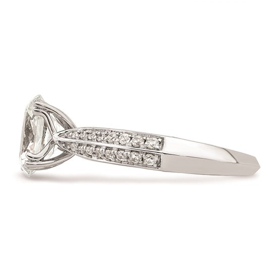 14k White Gold (Holds 1.5 carat (9.2x6.9mm) Oval Center) 1/4 carat Diamond Semi-Mount Engagement Ring