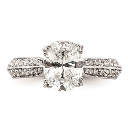 14k White Gold (Holds 1.5 carat (9.2x6.9mm) Oval Center) 1/4 carat Diamond Semi-Mount Engagement Ring