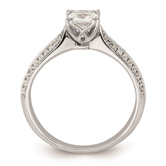 14k White Gold (Holds 1/2 carat (4.9mm) Cushion Center) 1/5 carat Diamond Semi-Mount Engagement Ring