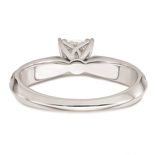 14k White Gold (Holds 1/2 carat (4.9mm) Cushion Center) 1/5 carat Diamond Semi-Mount Engagement Ring