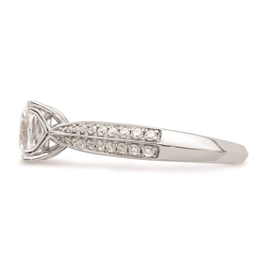 14k White Gold (Holds 1 carat (6.00mm) Cushion Center) 1/4 carat Diamond Semi-Mount Engagement Ring