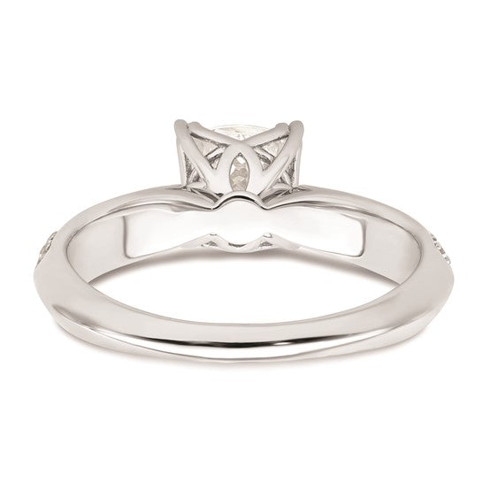 14k White Gold (Holds 1 carat (6.00mm) Cushion Center) 1/4 carat Diamond Semi-Mount Engagement Ring