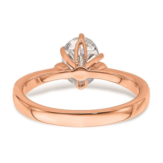 14k Rose Gold (Holds 1 carat (8.00x6.1mm) Oval Center) 1/15 carat Diamond Semi-Mount Engagement Ring