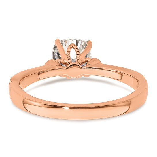 14k Rose Gold (Holds 1 carat (6.00mm) Cushion Center) 1/15 carat Diamond Semi-Mount Engagement Ring