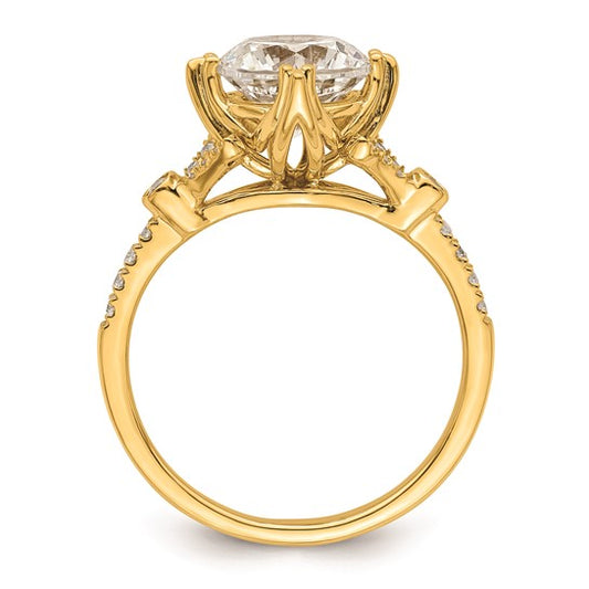 14k (Holds 2 carat (8.2mm) Round Center) 1/6 carat Diamond Semi-Mount Engagement Ring