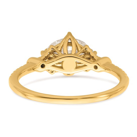 14k (Holds 1 carat (8.00x6.1mm) Oval Center) 1/8 carat Diamond Semi-Mount Engagement Ring