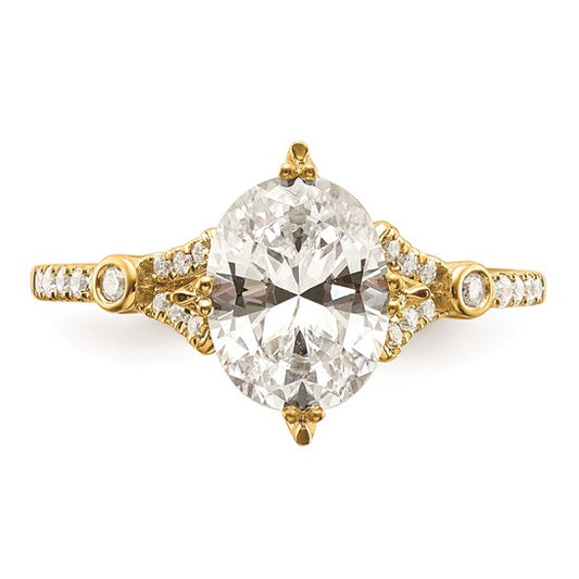 14k (Holds 1.5 carat (9.2x6.9mm) Oval Center) 1/6 carat Diamond Semi-Mount Engagement Ring