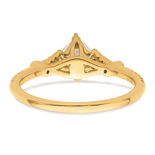 14k (Holds 1/2 carat (4.9mm) Cushion Center) 1/8 carat Diamond Semi-Mount Engagement Ring