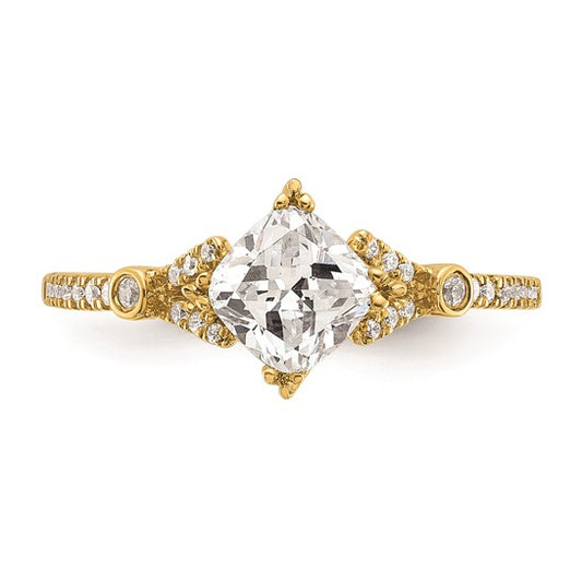 14k (Holds 3/4 carat (5.4mm) Cushion Center) 1/8 carat Diamond Semi-Mount Engagement Ring