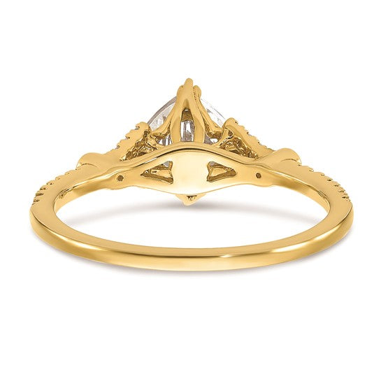 14k (Holds 3/4 carat (5.4mm) Cushion Center) 1/8 carat Diamond Semi-Mount Engagement Ring