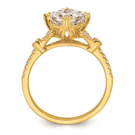14k (Holds 1.5 carat (7.00mm) Cushion Center) 1/6 carat Diamond Semi-Mount Engagement Ring